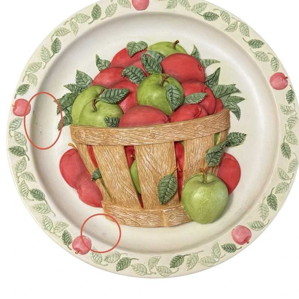 Rhodes Plate Bountiful Harvest Basket Full Of Apples & Peaches 3D Kathy O'Malley